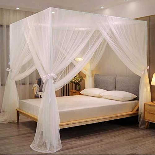 Mengersi Bed Canopy for Full Queen King Size Bed,Canopy Bed Curtains Elegant Mosquito Net,Mosquito Netting for Camping Patio Indoor Outdoor Bug Net,White - Image 4