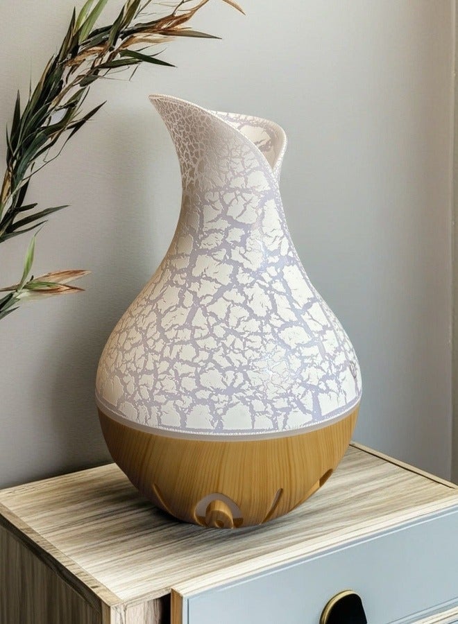 loyal Fashionable And Minimalist Cracked Humidifier, Colorful Lighting, Dedicated For Home Office Use, USB Interface, White+Light Wood Grain Base  - Image 3