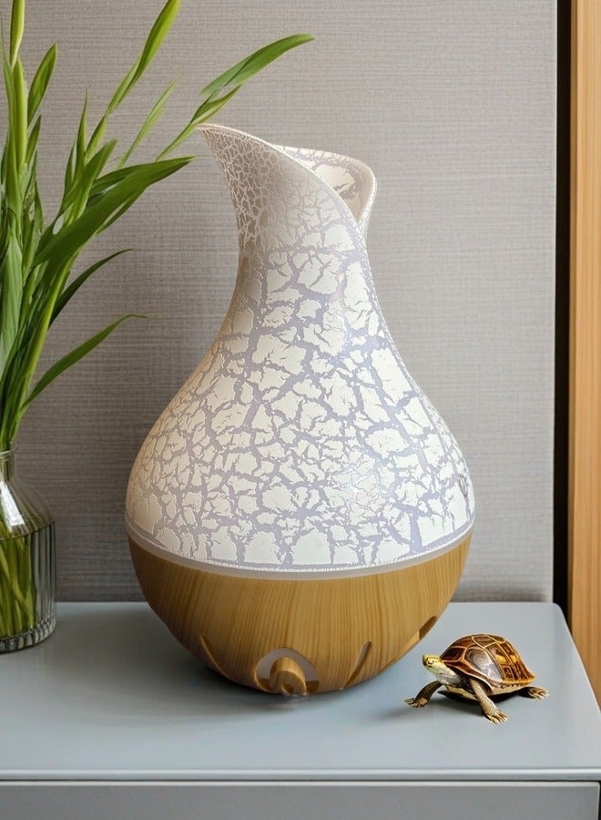 loyal Fashionable And Minimalist Cracked Humidifier, Colorful Lighting, Dedicated For Home Office Use, USB Interface, White+Light Wood Grain Base  - Image 1
