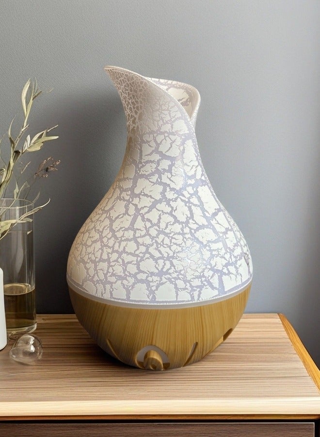 loyal Fashionable And Minimalist Cracked Humidifier, Colorful Lighting, Dedicated For Home Office Use, USB Interface, White+Light Wood Grain Base  - Image 2
