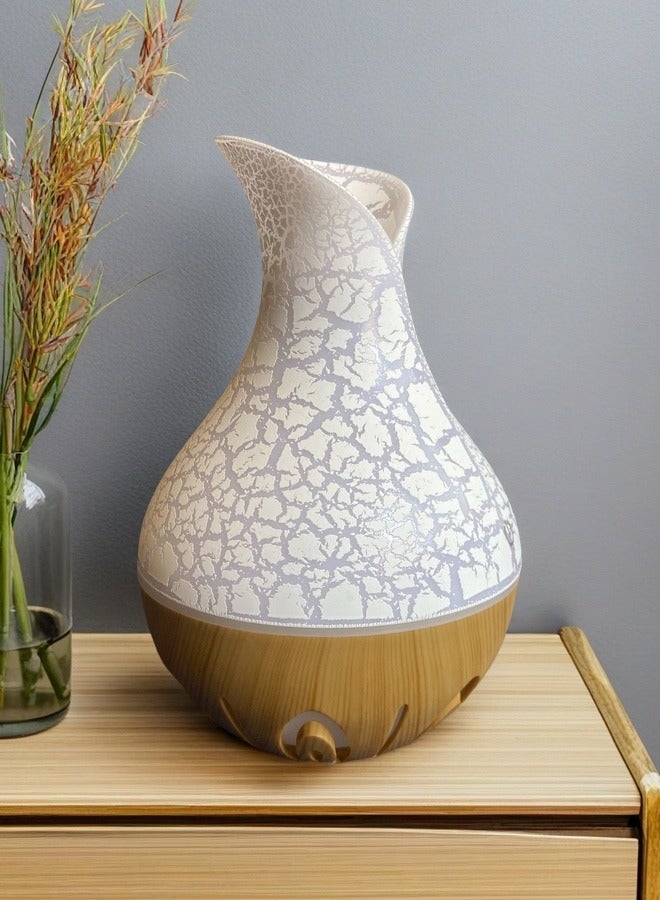 loyal Fashionable And Minimalist Cracked Humidifier, Colorful Lighting, Dedicated For Home Office Use, USB Interface, White+Light Wood Grain Base  - Image 4