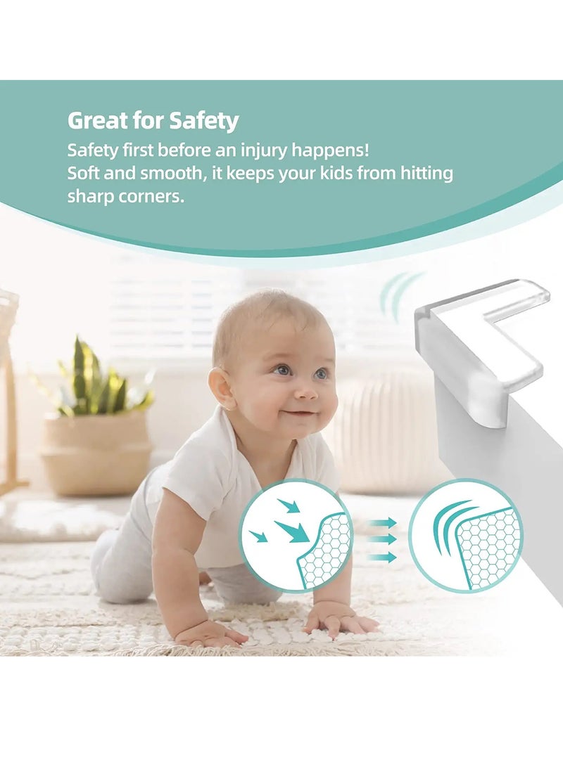 PAMEER 8-Pcs Soft Baby Proofing Corner Guards Edge Protectors Adhesive Table Corner Protector Baby Proofing Corner Guards Child Safety Furniture Bumper Sharp Corner Cushions 8 Pack Transparent - Image 4