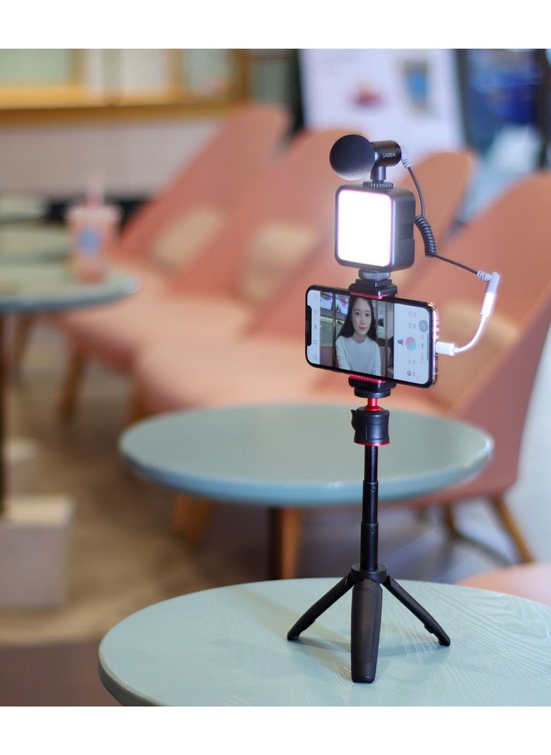 Combo 7 Mobile Phone Fill Light Tripod Bracket for Vlog Selfie Short Video Live Photo Studio