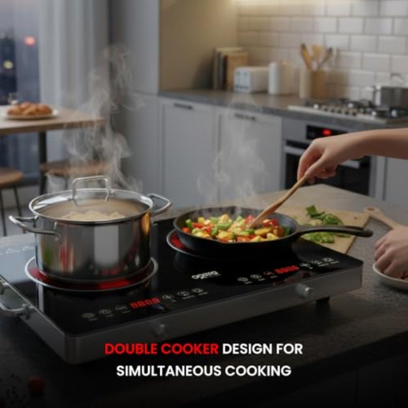 Double Digital Infrared Cooker, 2000W Dual Burner, Ceramic Glass Top, Touch Sensor Control, Child Lock Protection, Model OG8040IFC, 2 Year Warranty - Image 5