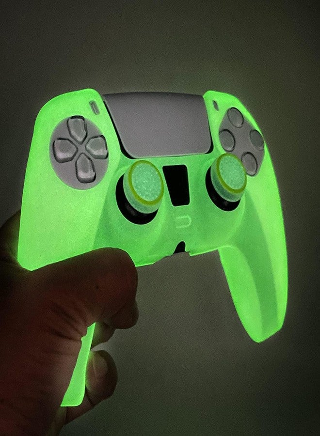 HLRAO Anti Slip Glow in The Dark Protective Silicone Cover Skin Grips Compatible with PS5 Controller,8 PCS Thumb Grips Caps and 2 Grips Caps Glow in The Dark. - Image 2