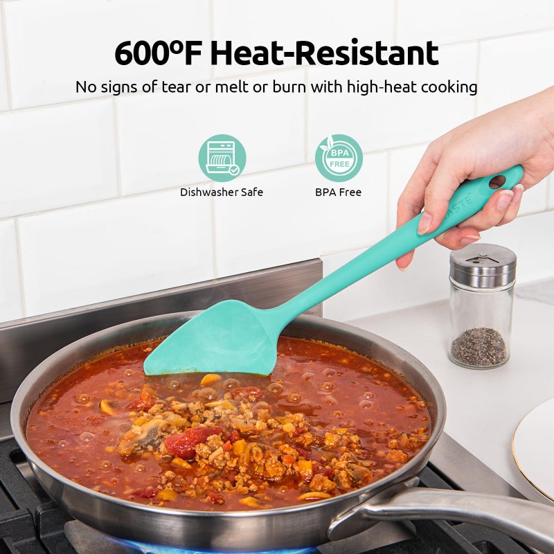 U-Taste High Heat Resistant Silicone Spatula: U-Taste 600ÂºF Hot-Proof Food Grade Rubber Kitchen Baking Scraper, Flexible and Sturdy Cooking Utensil for Mixing Scraping in NonStick Cookware (4PCS, Multicolors) - Image 3