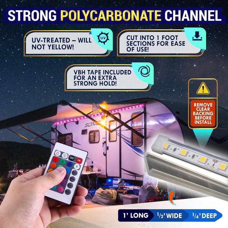 LATCH.IT 12V RV Awning Lights | 20-Foot V2.1 RV Awning LED Light Strip DIY-Kit | RGB RV LED Lights Exterior IP68 Water-Resistant | The Original & Most-Complete Camper Awning Lights in The Market - Image 2