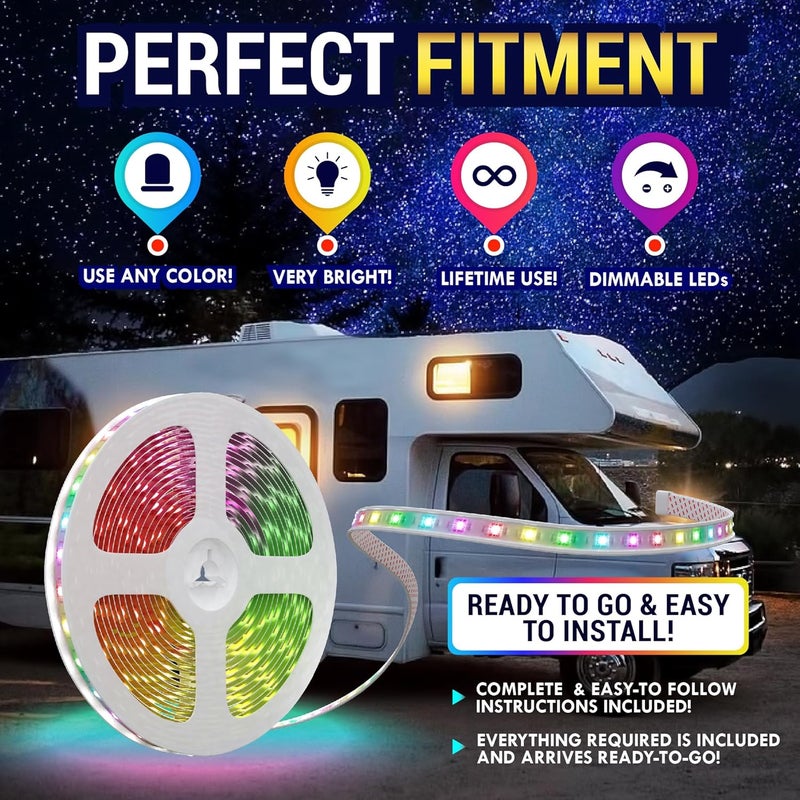 LATCH.IT 12V RV Awning Lights | 20-Foot V2.1 RV Awning LED Light Strip DIY-Kit | RGB RV LED Lights Exterior IP68 Water-Resistant | The Original & Most-Complete Camper Awning Lights in The Market - Image 4