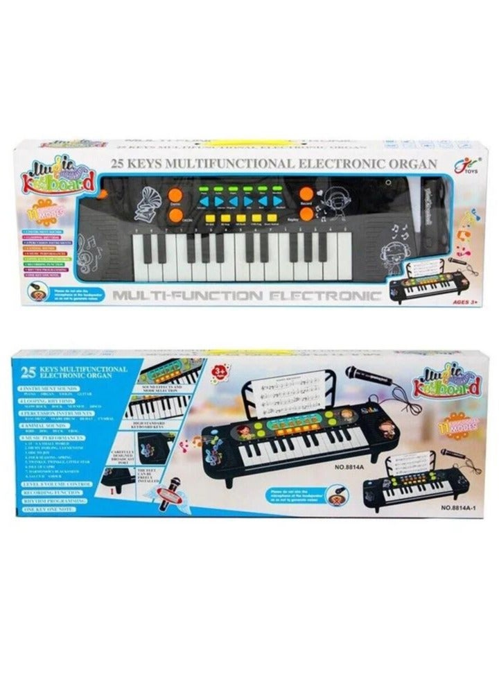 An electronic piano for children, also known as an educational musical keyboard. It features a range of functions that make learning music fun for kids: