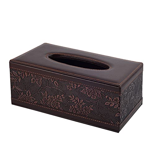 RHCSZ Antique PU Leather Tissue Box Holder Cover Rectangular Napkin Case Dispenser,Home Office Car Tissue Holder with Magnetic Bottom,Facial Tissue Organizer (Retro) - Image 4
