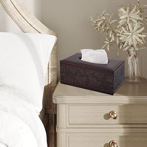 RHCSZ Antique PU Leather Tissue Box Holder Cover Rectangular Napkin Case Dispenser,Home Office Car Tissue Holder with Magnetic Bottom,Facial Tissue Organizer (Retro) - Image 5