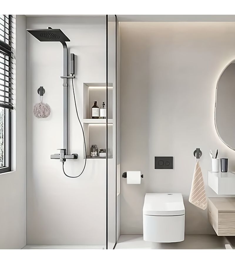 Silvery 3 Pieces Bathroom Hardware Set Includes Towel Holder And Toilet Paper Holder - Image 5