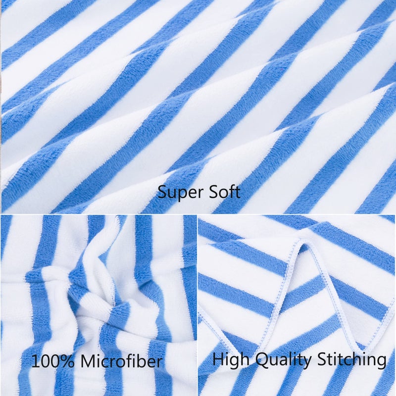 JML Beach Towels  Microfiber Bath Towel Set  6 Pack  30 "" x 60 ""  Cabana Stripe  Absorbent  Quick Dry for Adults  Travel  Summer  Sport  Swimming  Pool  Yoga  Camping  Stripe Blue and White - Image 3