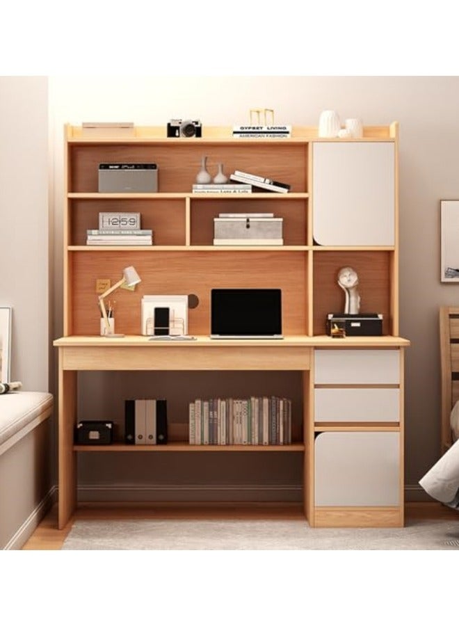 جيجيرو مكتب كمبيوتر، مكتب كبير قائم من ، مكتب دراسة سهل التجميع للمنزل وغرفة النوم والمكتب، طاولة خشبية متينة، ارفف تخزين مثالية للالعاب والعمل والتعلم - Image 1