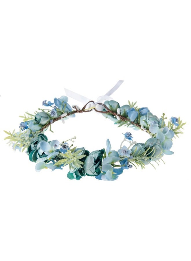Vividsun Wedding Bridal Green Leaf Flower Crown Eucalyptus Floral Crown Maternity Photo Props, E/ blue crown, Free - Image 1