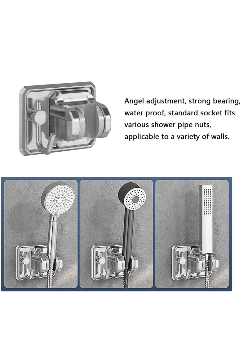 Oasisgalore 2-Pack Shower Head Holder with Hook - Strong Adhesive, Waterproof, Adjustable, No Drilling (Silver, Black) - Image 4