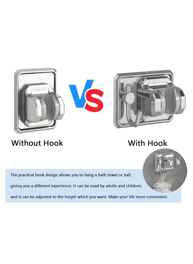 Oasisgalore 2-Pack Shower Head Holder with Hook - Strong Adhesive, Waterproof, Adjustable, No Drilling (Silver, Black) - Image 5