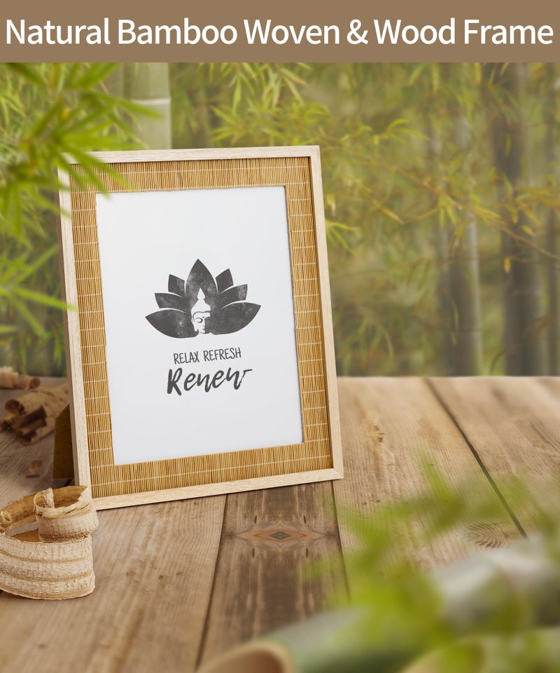 Sonefreiy Boho 8x10 Picture Frame  8 x 10 Picture Frames for Wall  Photo Frame Natural Bamboo Woven Tabletop Display  Gift for Family Mom Dad Grandma Friends - Image 3