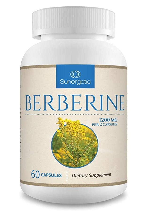 Sunergetic Premium Berberine Supplement - 1200Mg Of Berberine Per Serving - Berberine Hcl Supplement Non-Gmo - Immune And Cardiovascular Support- 60 Berberine Capsules 