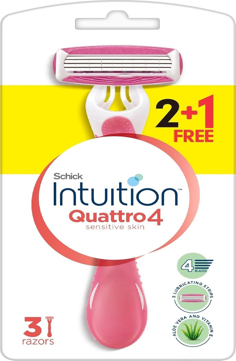 Intuition Quattro Disposable Razor for Women, 2+1 Pack - Image 1