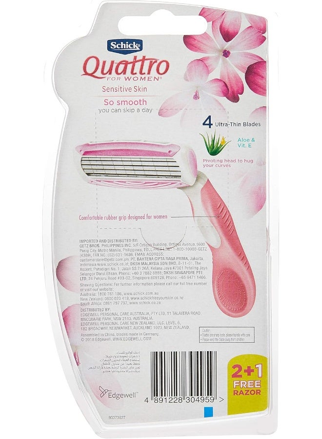 Intuition Quattro Disposable Razor for Women, 2+1 Pack - Image 3