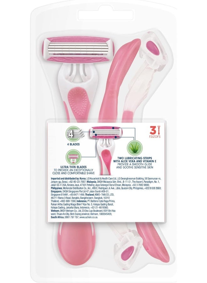 Intuition Quattro Disposable Razor for Women, 2+1 Pack - Image 2