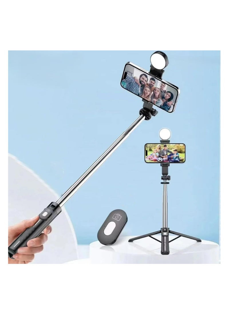 Selfie Stick 110cm, Lightweight Extendable Tripod Stand with Wireless Remote and LED Light, Compatible with iPhone 15, 14, 13, 12 Pro, Xs Max