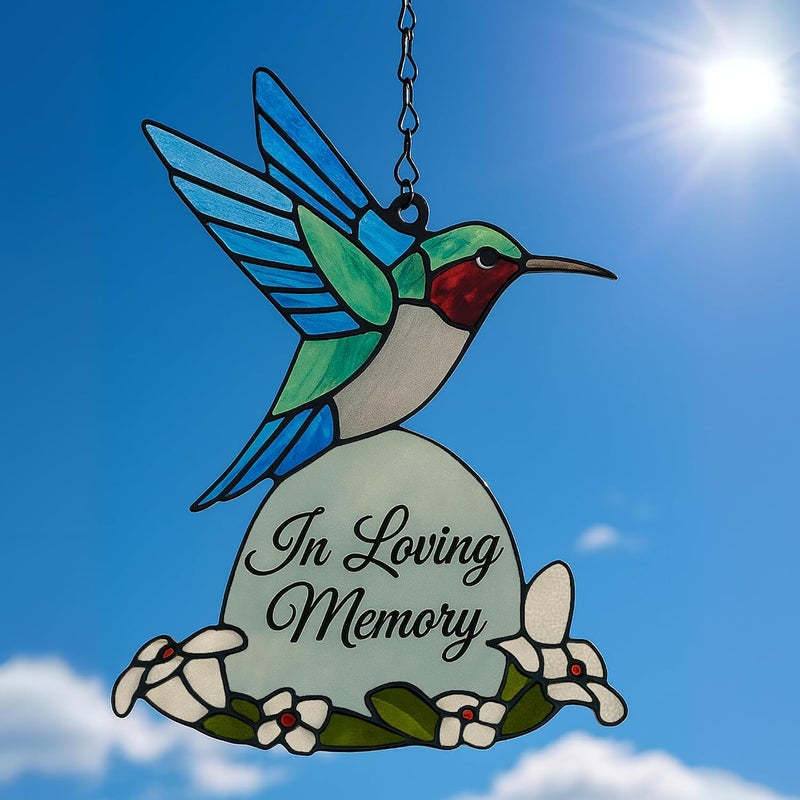 2IMT Hummingbird Suncatcher Memorial Gifts, Sympathy Gifts for Loss of Loved One in Loving Memory, Sympathy Gift for Loss of Mother, Dad, Son, Husband Bereavement Condolence Stained Glass Hummingbird - Image 5