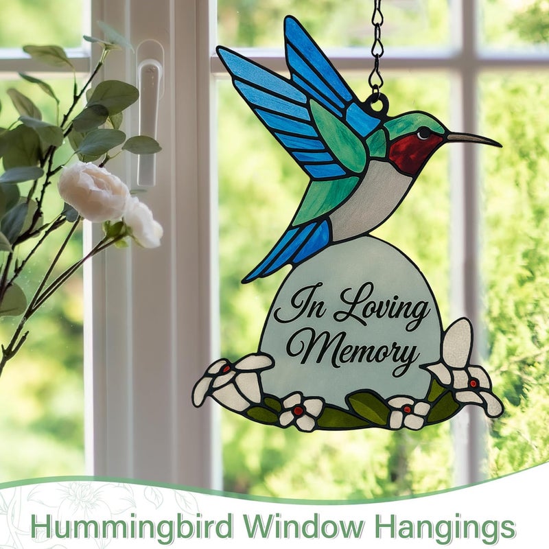 2IMT Hummingbird Suncatcher Memorial Gifts, Sympathy Gifts for Loss of Loved One in Loving Memory, Sympathy Gift for Loss of Mother, Dad, Son, Husband Bereavement Condolence Stained Glass Hummingbird - Image 3