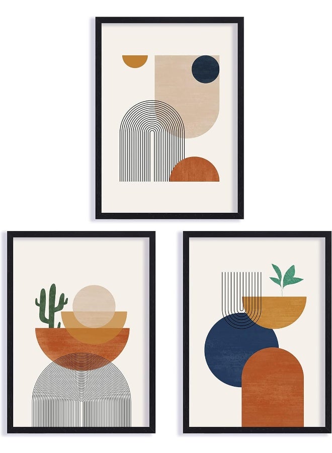 QUOTE - UNQUOTE ART Set of 3 Minimal Art Frames - Abstract Modern Wall Art Geometric - Abstract Paintings - Boho Decor - 11x14 inches - Black Frame - Image 2