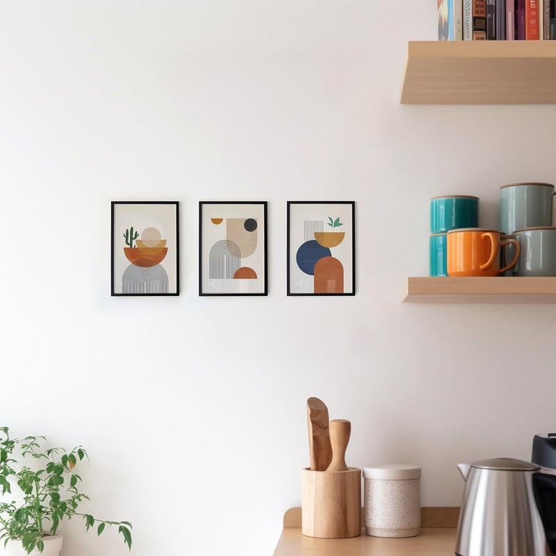 QUOTE - UNQUOTE ART Set of 3 Minimal Art Frames - Abstract Modern Wall Art Geometric - Abstract Paintings - Boho Decor - 11x14 inches - Black Frame - Image 3