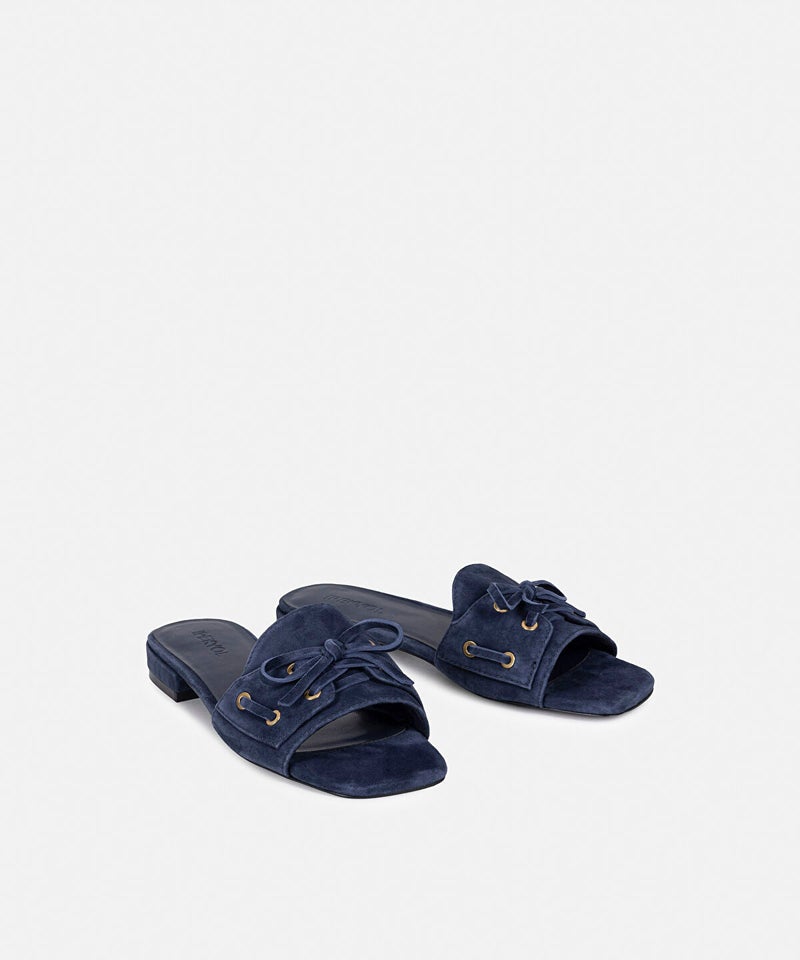 Ipekyol Suede-Leather Slippers with Bow - Image 3