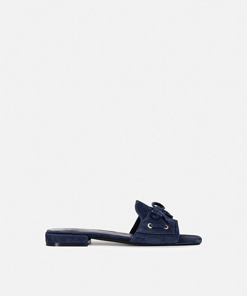 Ipekyol Suede-Leather Slippers with Bow - Image 1