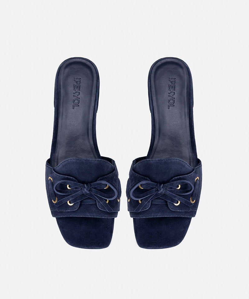 Ipekyol Suede-Leather Slippers with Bow - Image 5