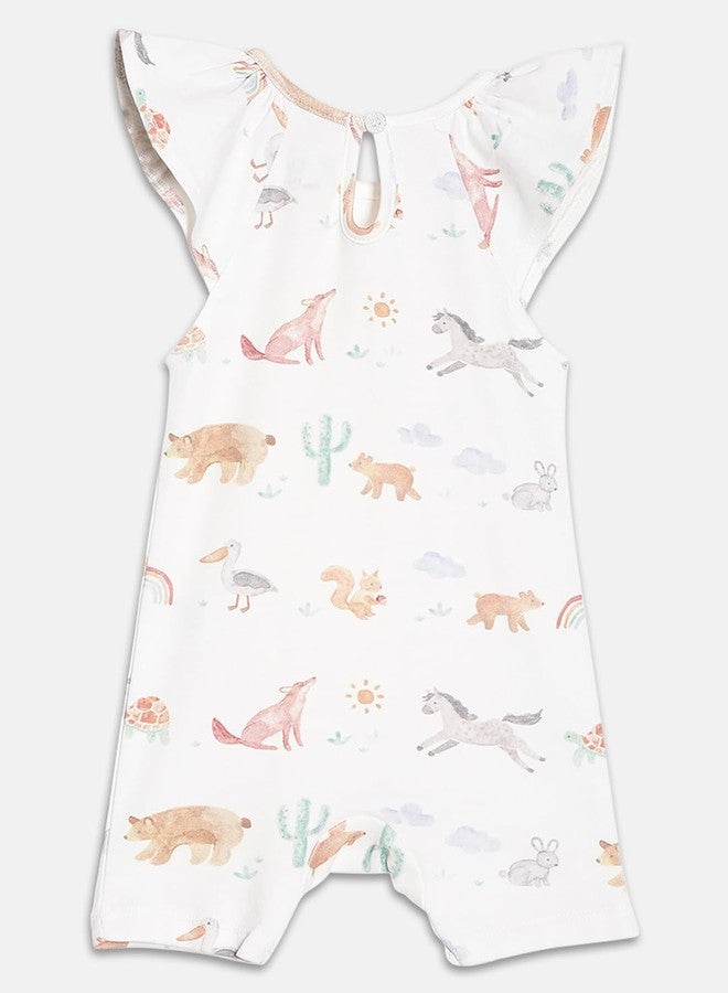 Broon Boys & Girls Mustard and White Printed Rompers | Premium Organic Cotton | Short Sleeves with Allover Print | Infant Wear | Skin Friendly | Chemical Free | Pack of 2 - Image 5