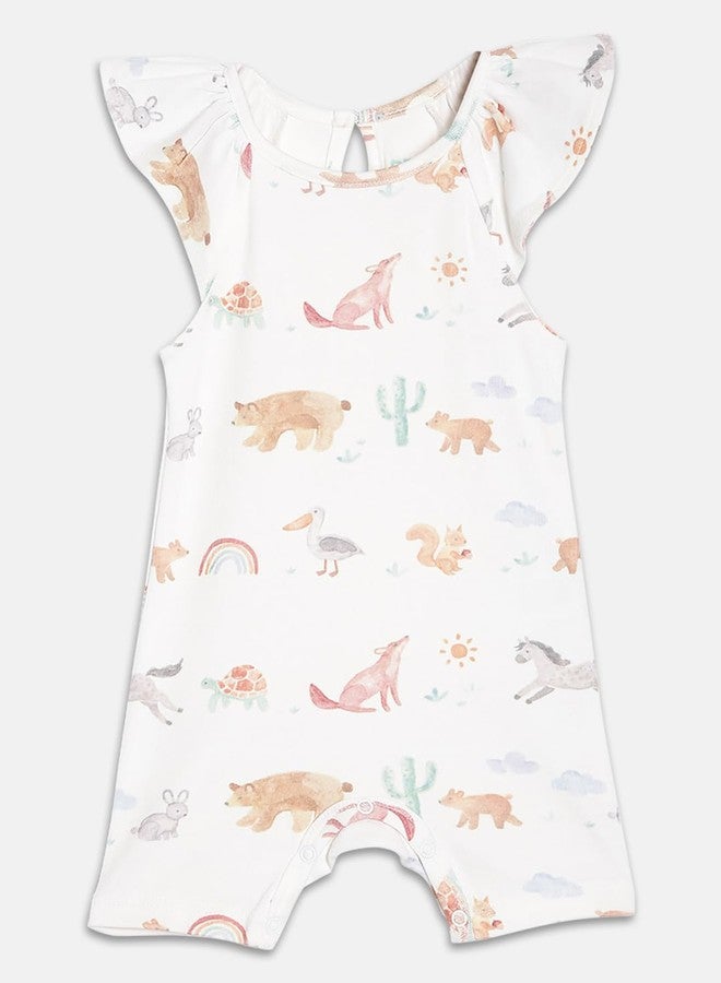 Broon Boys & Girls Mustard and White Printed Rompers | Premium Organic Cotton | Short Sleeves with Allover Print | Infant Wear | Skin Friendly | Chemical Free | Pack of 2 - Image 3