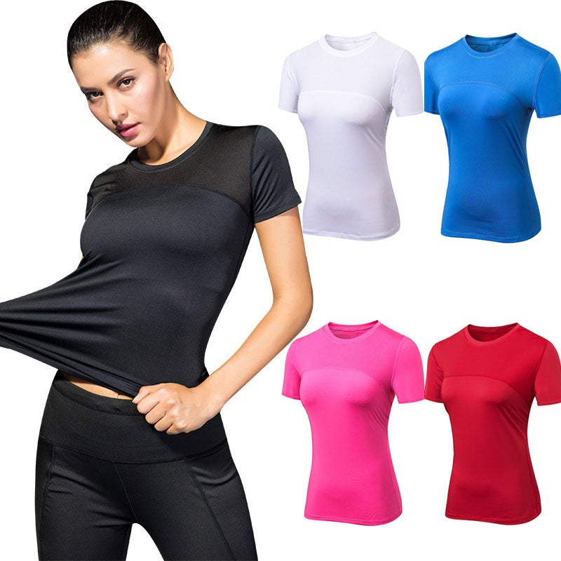 Women Short Sleeve T-shirt Workout Yoga Running Shirts Quick Dry Performance Exercise Gym Baselayer Sport Casual Tops - Image 4