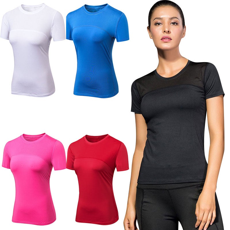 Women Short Sleeve T-shirt Workout Yoga Running Shirts Quick Dry Performance Exercise Gym Baselayer Sport Casual Tops - Image 3