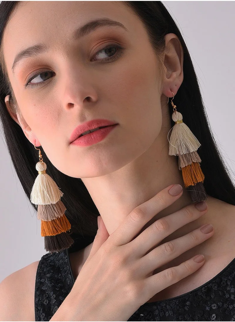 SOHI Block Tassel Drop Earrings