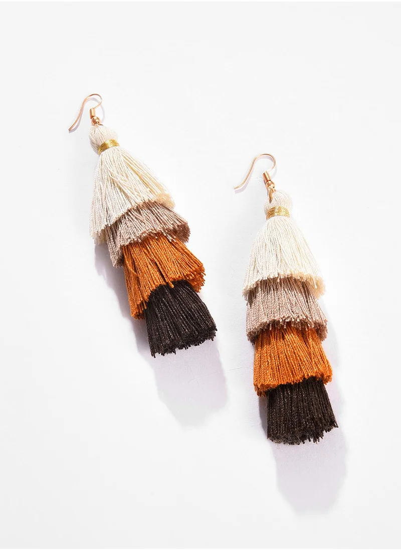 SOHI Block Tassel Drop Earrings