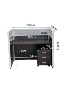 SILA Modern Single Workstation Reception Desk for Front Office – Premium Quality Table with HDF & Glass Partition, Color Coffee 100cm  - Image 2