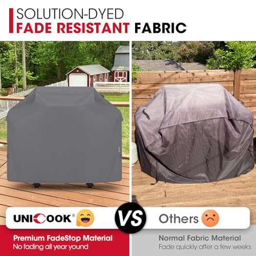 Unicook 50 Inch Grill Cover for 48 Inch Outdoor Grill, Heavy Duty Waterproof BBQ Cover Compatible with Weber Spirit 200 Series, Fade Resiatnt Gas Barbecue Protector, All Weather Protection, Grey - Image 3