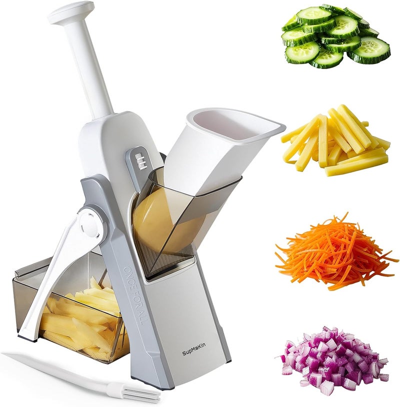 SupMaKin Safe Mandoline Slicer, Potato Slicer Maual Vegetable Chopper Adjustable Thickness Food Cutter, Kitchen Chopping Artifact for Cooking Meal Prep (Gray) - Image 1
