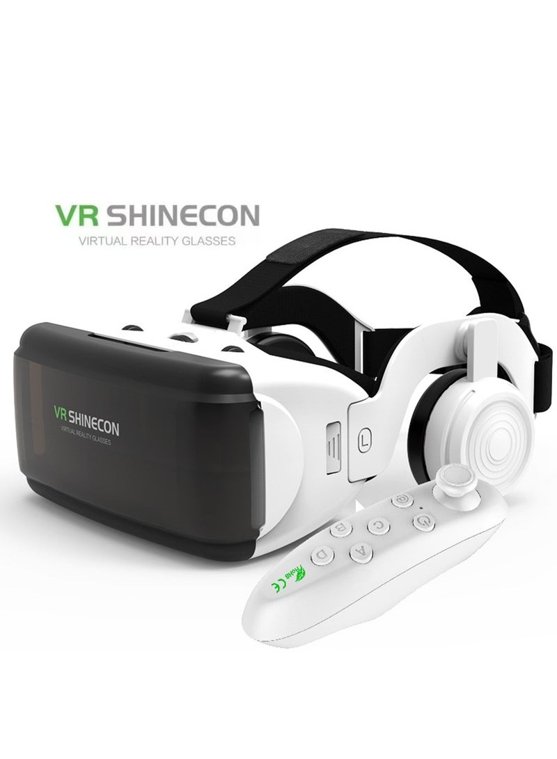 general Classic VR Goggles VR SHINECON 3D Virtual Reality Glasses+Controller Headset Version VR Glasses for TV, Movies & Video Games Compatible with iOS & Android Smartphone within 4.7-6.1inch Screen Phone, Blu-Ray Lenses Eye Protected, Soft & Comfortable Adjustable Distance, IMAX Giant Screen/Panoramic Roaming/ Immersive Games - Image 1