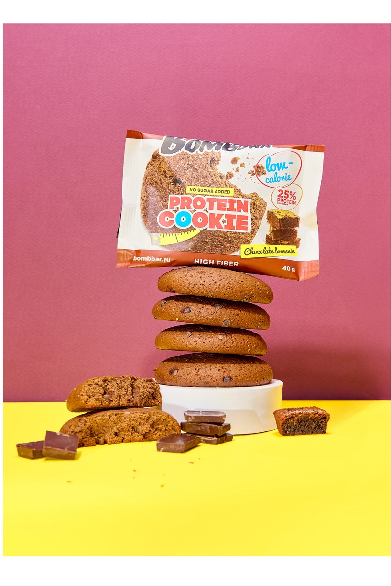 BOMBBAR Low Calorie Protein Cookie Chocolate Brownie Flavor No Sugar Added 12x40g  - Image 5
