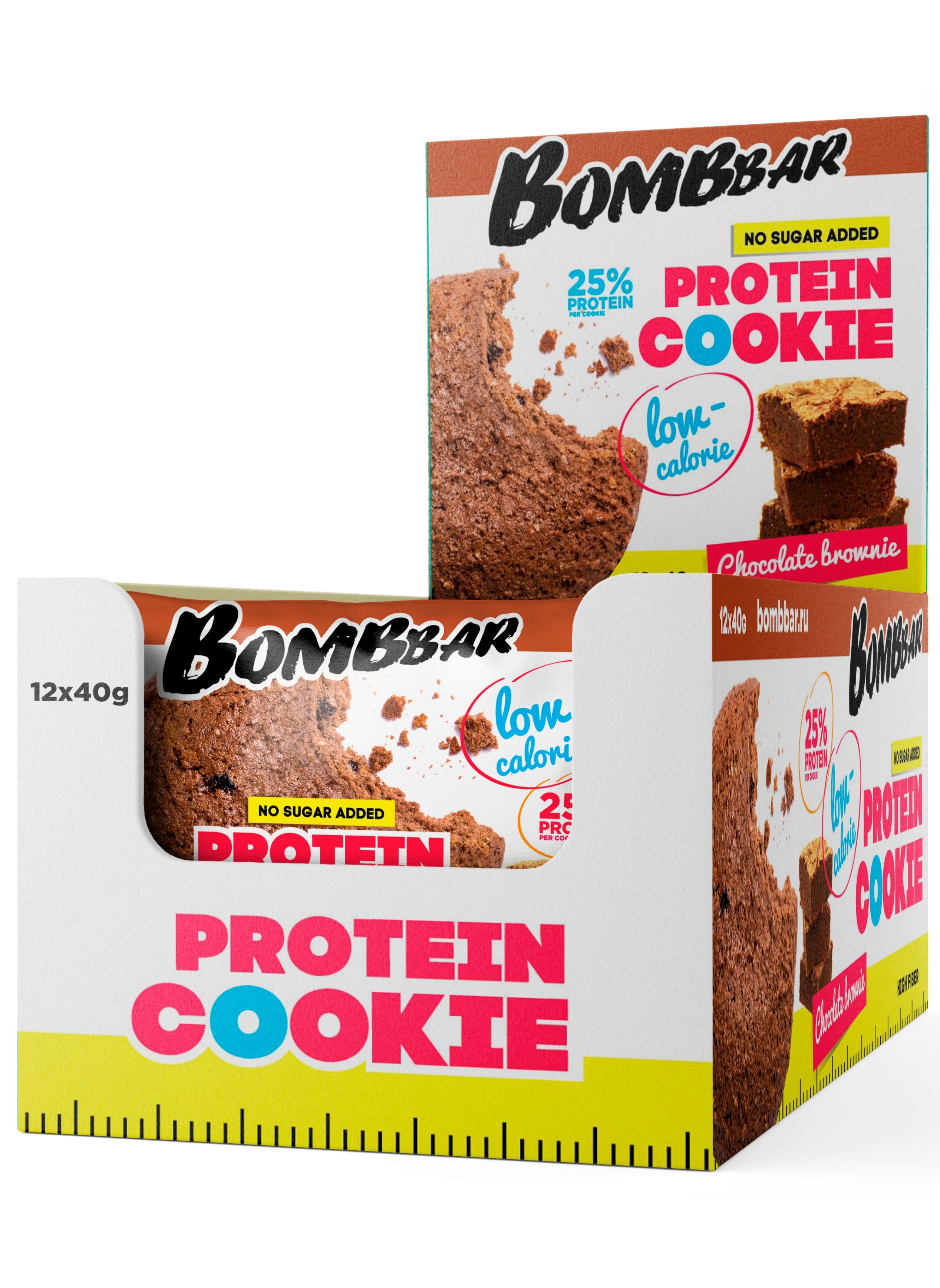 BOMBBAR Low Calorie Protein Cookie Chocolate Brownie Flavor No Sugar Added 12x40g 