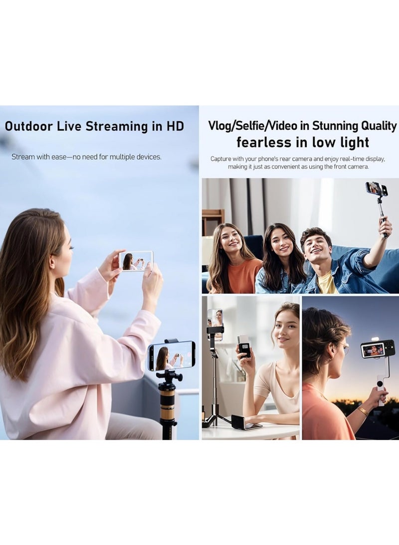 X-level Phone Vlog Selfie Monitor Screen | Magnetic Selfie Screen |Mirror Selfie Monitor | Rear Camera Monitor Compatible iPhone & Android Phone| Wireless Connection/Bluetooth Remote for TikTok, Instagram, YouTube Low Latency - Image 3