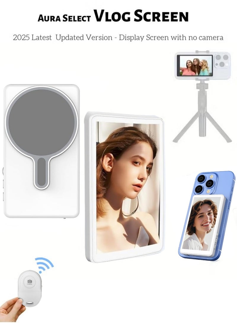 X-level Phone Vlog Selfie Monitor Screen | Magnetic Selfie Screen |Mirror Selfie Monitor | Rear Camera Monitor Compatible iPhone & Android Phone| Wireless Connection/Bluetooth Remote for TikTok, Instagram, YouTube Low Latency - Image 1