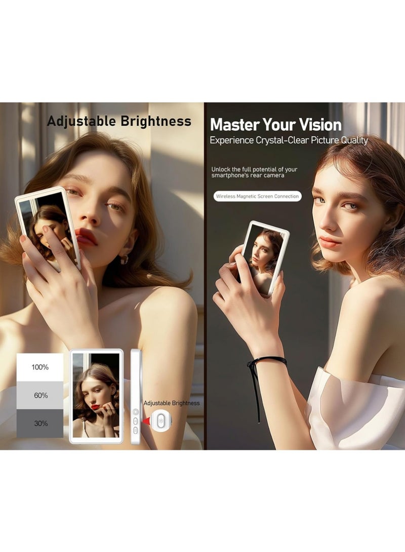 X-level Phone Vlog Selfie Monitor Screen | Magnetic Selfie Screen |Mirror Selfie Monitor | Rear Camera Monitor Compatible iPhone & Android Phone| Wireless Connection/Bluetooth Remote for TikTok, Instagram, YouTube Low Latency - Image 5