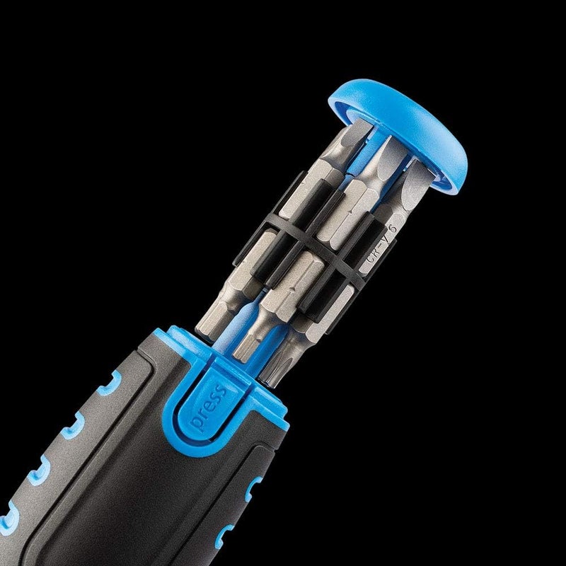 Draper 13 Piece Ratchet Screwdriver Set with Internal Storage - Blue and Black - Image 4